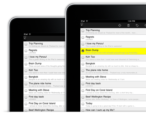 iPad Manage Entries