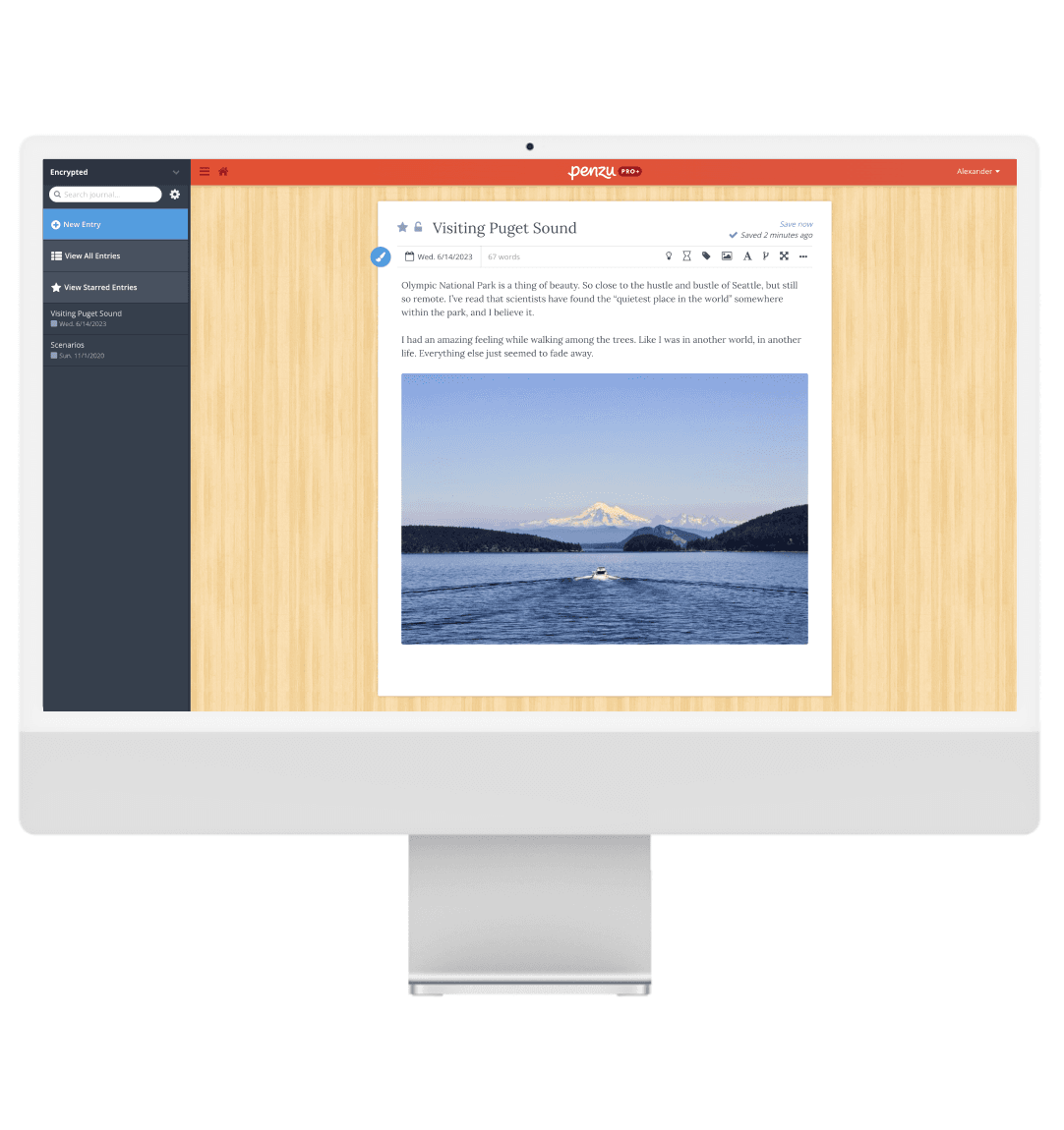 Penzu private journal app